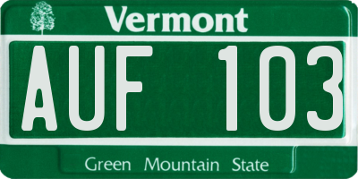 VT license plate AUF103