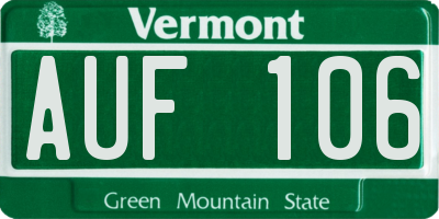 VT license plate AUF106