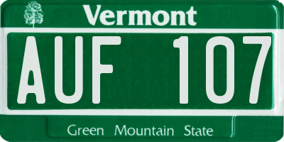 VT license plate AUF107