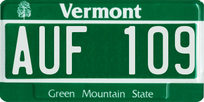 VT license plate AUF109