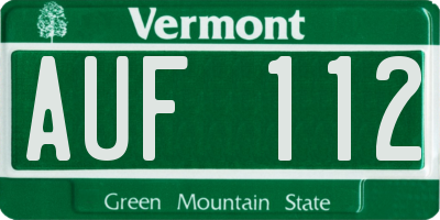 VT license plate AUF112