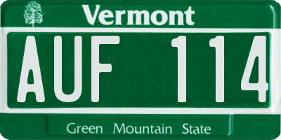 VT license plate AUF114