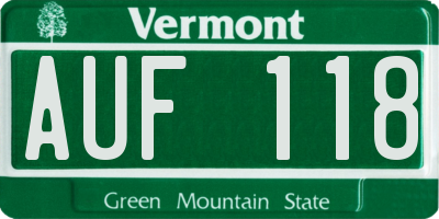 VT license plate AUF118