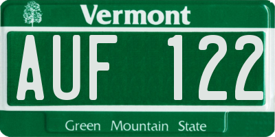 VT license plate AUF122
