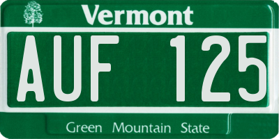 VT license plate AUF125