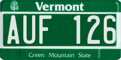 VT license plate AUF126
