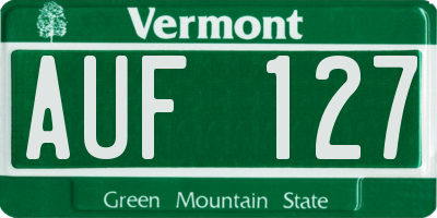 VT license plate AUF127