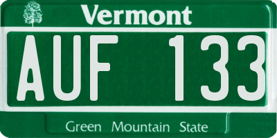 VT license plate AUF133
