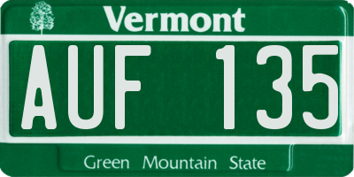 VT license plate AUF135