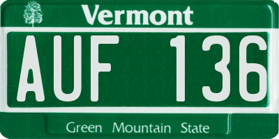 VT license plate AUF136