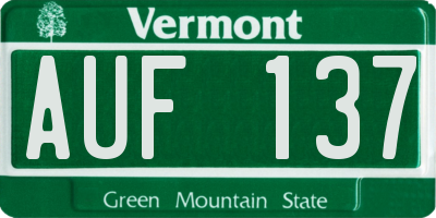 VT license plate AUF137