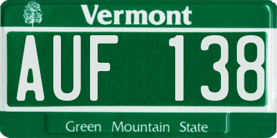 VT license plate AUF138