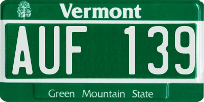 VT license plate AUF139