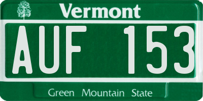 VT license plate AUF153