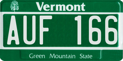 VT license plate AUF166