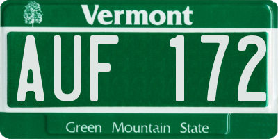 VT license plate AUF172