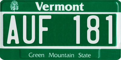 VT license plate AUF181
