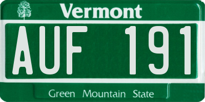 VT license plate AUF191