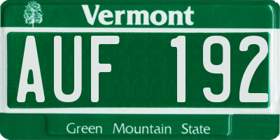 VT license plate AUF192