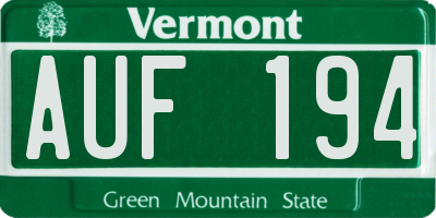 VT license plate AUF194