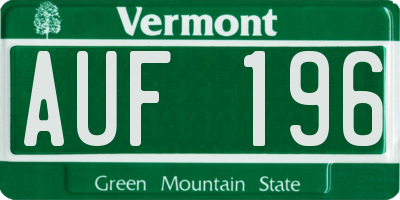 VT license plate AUF196