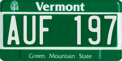VT license plate AUF197
