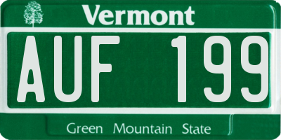 VT license plate AUF199