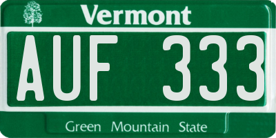 VT license plate AUF333
