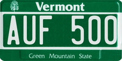 VT license plate AUF500
