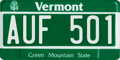 VT license plate AUF501