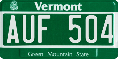 VT license plate AUF504