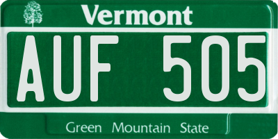 VT license plate AUF505