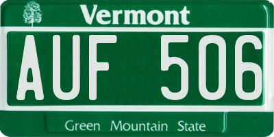 VT license plate AUF506