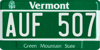 VT license plate AUF507