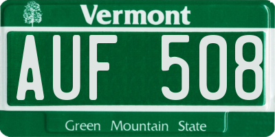 VT license plate AUF508