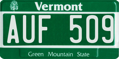 VT license plate AUF509