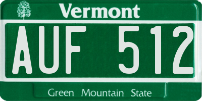 VT license plate AUF512