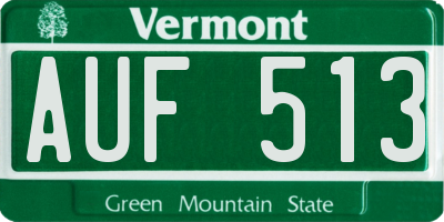VT license plate AUF513