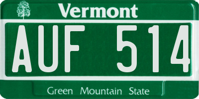 VT license plate AUF514