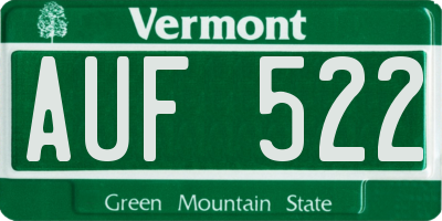 VT license plate AUF522