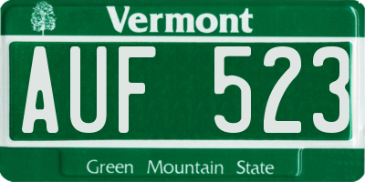 VT license plate AUF523