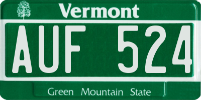 VT license plate AUF524