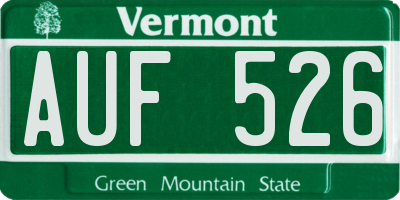 VT license plate AUF526