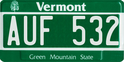VT license plate AUF532
