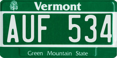 VT license plate AUF534