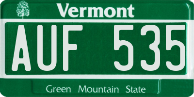 VT license plate AUF535