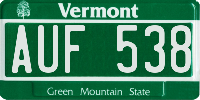 VT license plate AUF538