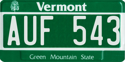 VT license plate AUF543