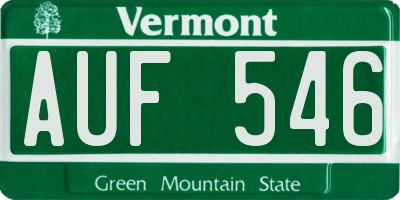 VT license plate AUF546
