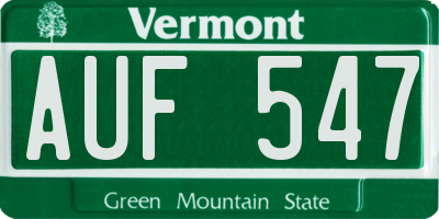 VT license plate AUF547
